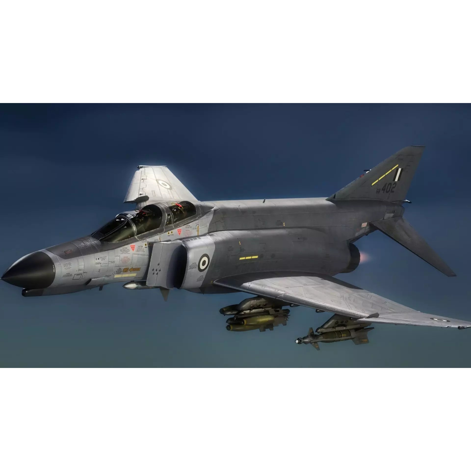 F4 Phantom 2 - Rigged Low-Poly Game-Ready 3D Model - View 5