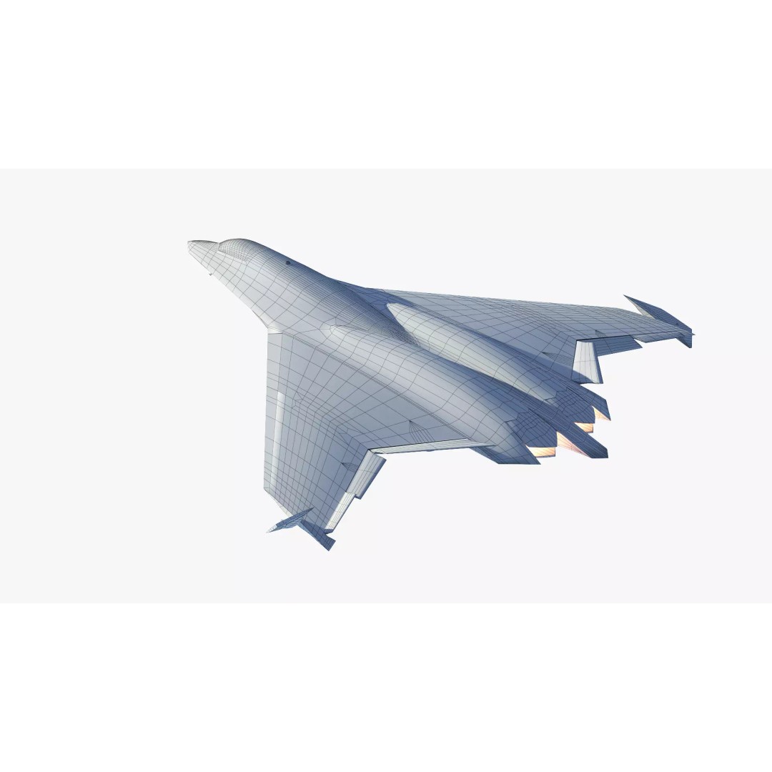 China SAC J50 3D Model – Low Poly Stealth Fighter Jet, FBX & OBJ - View 10