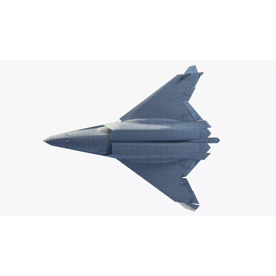 China SAC J50 3D Model – Low Poly Stealth Fighter Jet, FBX & OBJ - View 12