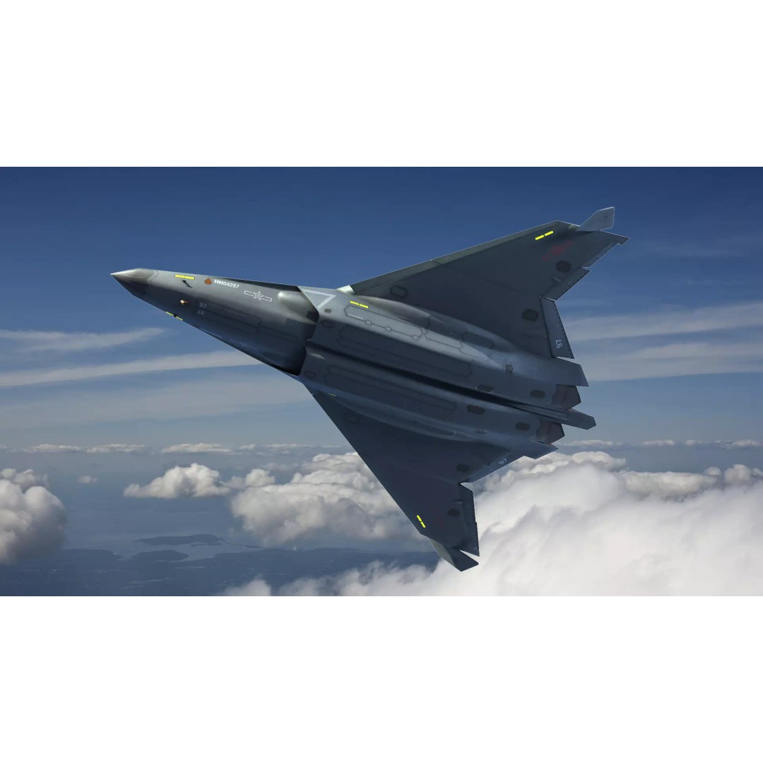 China SAC J50 3D Model – Low Poly Stealth Fighter Jet, FBX & OBJ - View 2