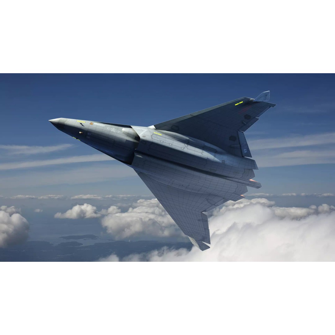 China SAC J50 3D Model – Low Poly Stealth Fighter Jet, FBX & OBJ - View 3