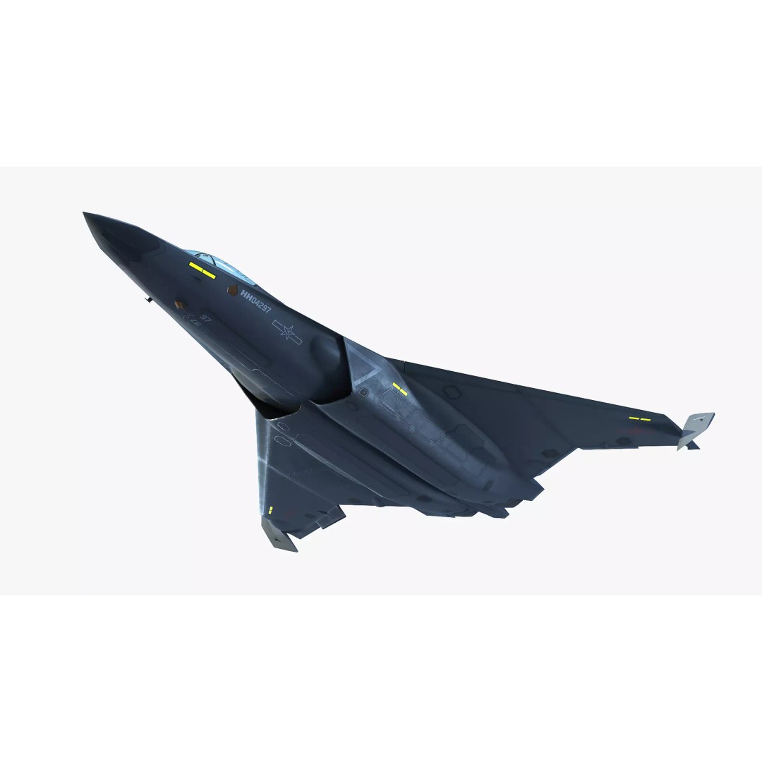 China SAC J50 3D Model – Low Poly Stealth Fighter Jet, FBX & OBJ - View 4