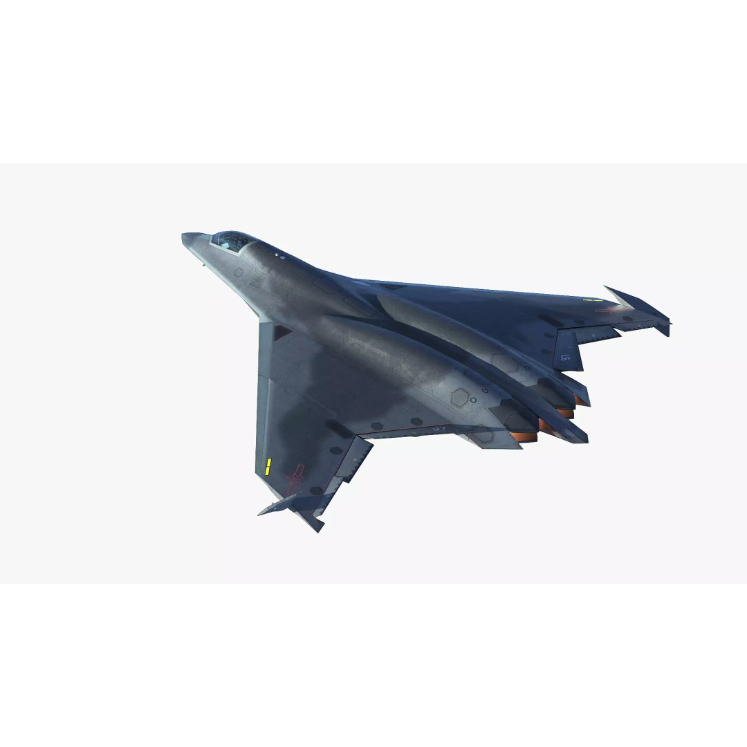 China SAC J50 3D Model – Low Poly Stealth Fighter Jet, FBX & OBJ - View 7