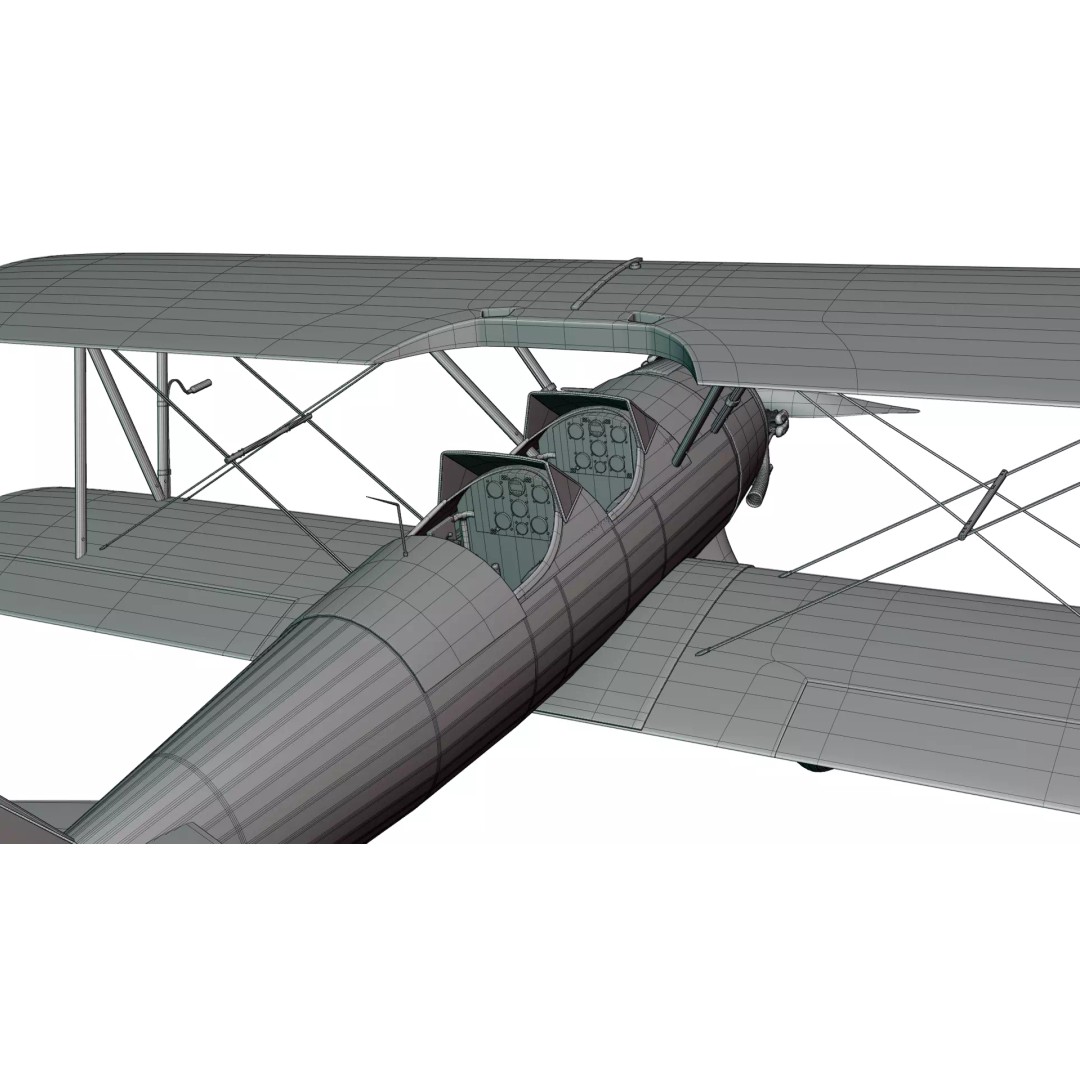 Vintage Red Biplane 3D Model – High Detail WW1 Aircraft, Game Ready PBR - View 11