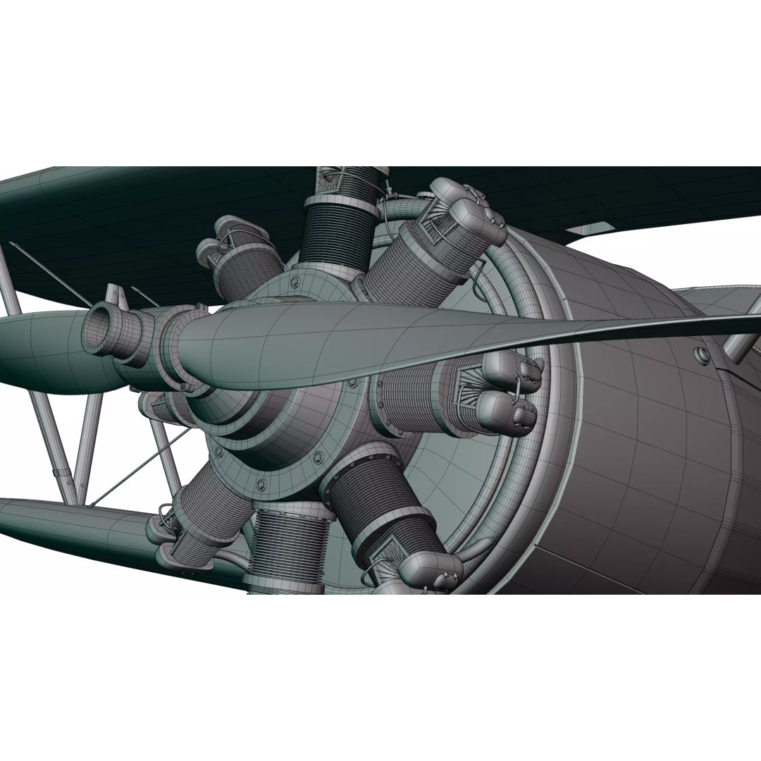 Vintage Red Biplane 3D Model – High Detail WW1 Aircraft, Game Ready PBR - View 13