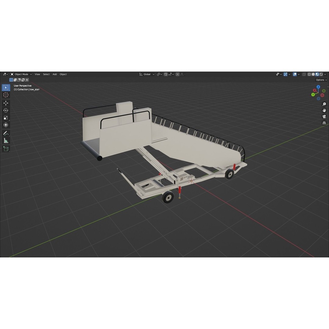 Towable Passenger Stair 3D Model – Low Poly Airport Asset for Games