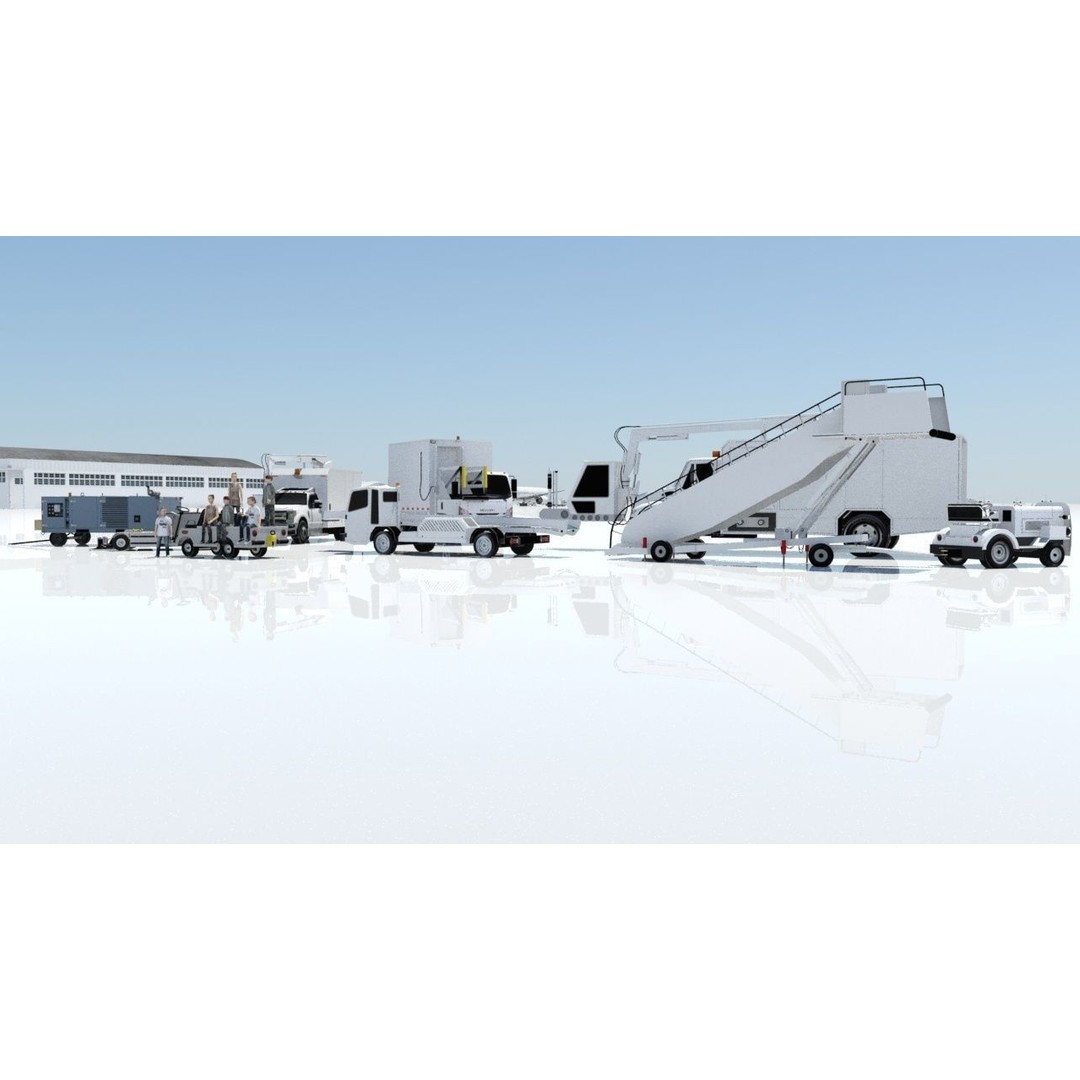 Towable Passenger Stair 3D Model – Low Poly Airport Asset for Games - View 8