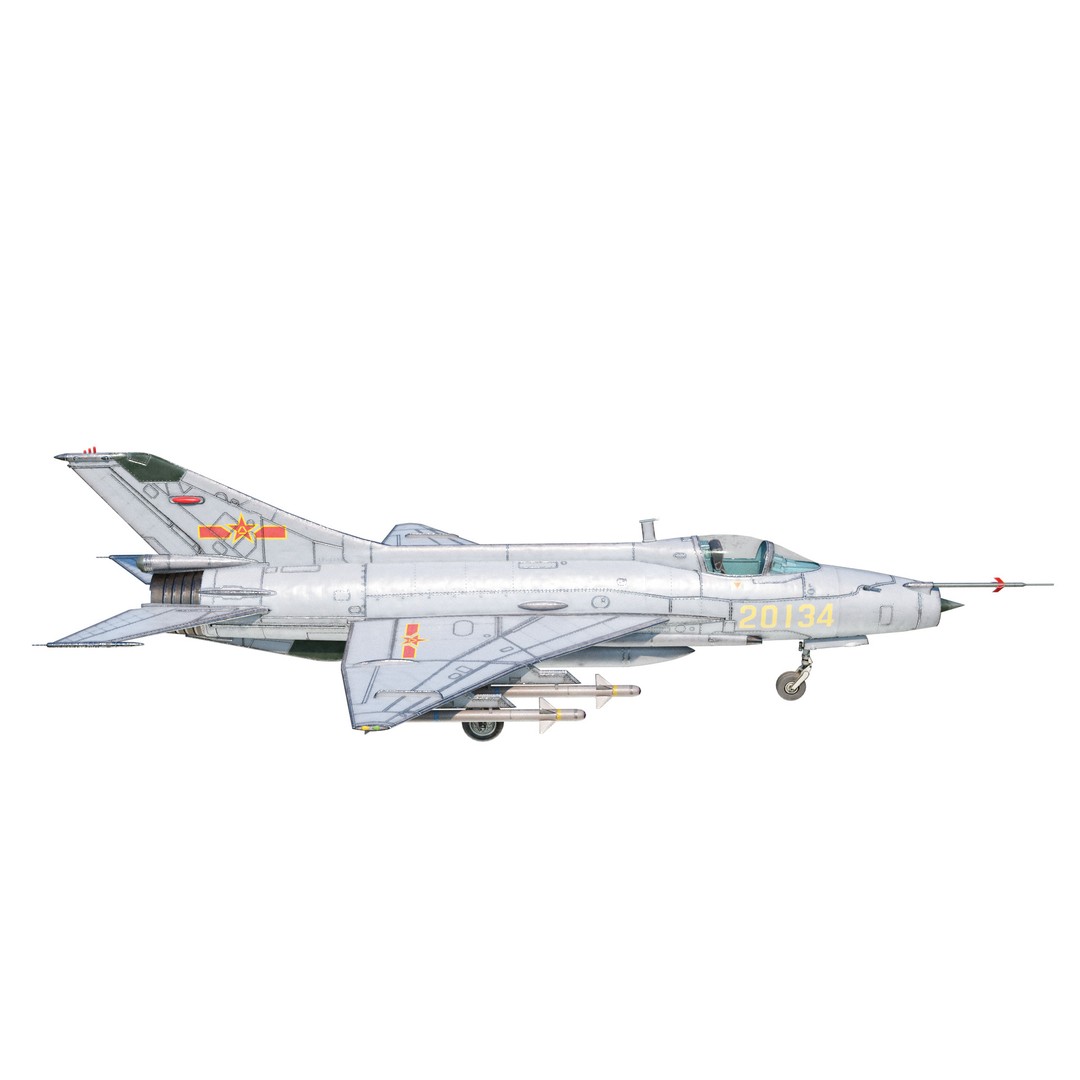 PBR PLAAF J7E J-7E Fighter Jet 3D Model – Low Poly Game Asset, FBX - View 12