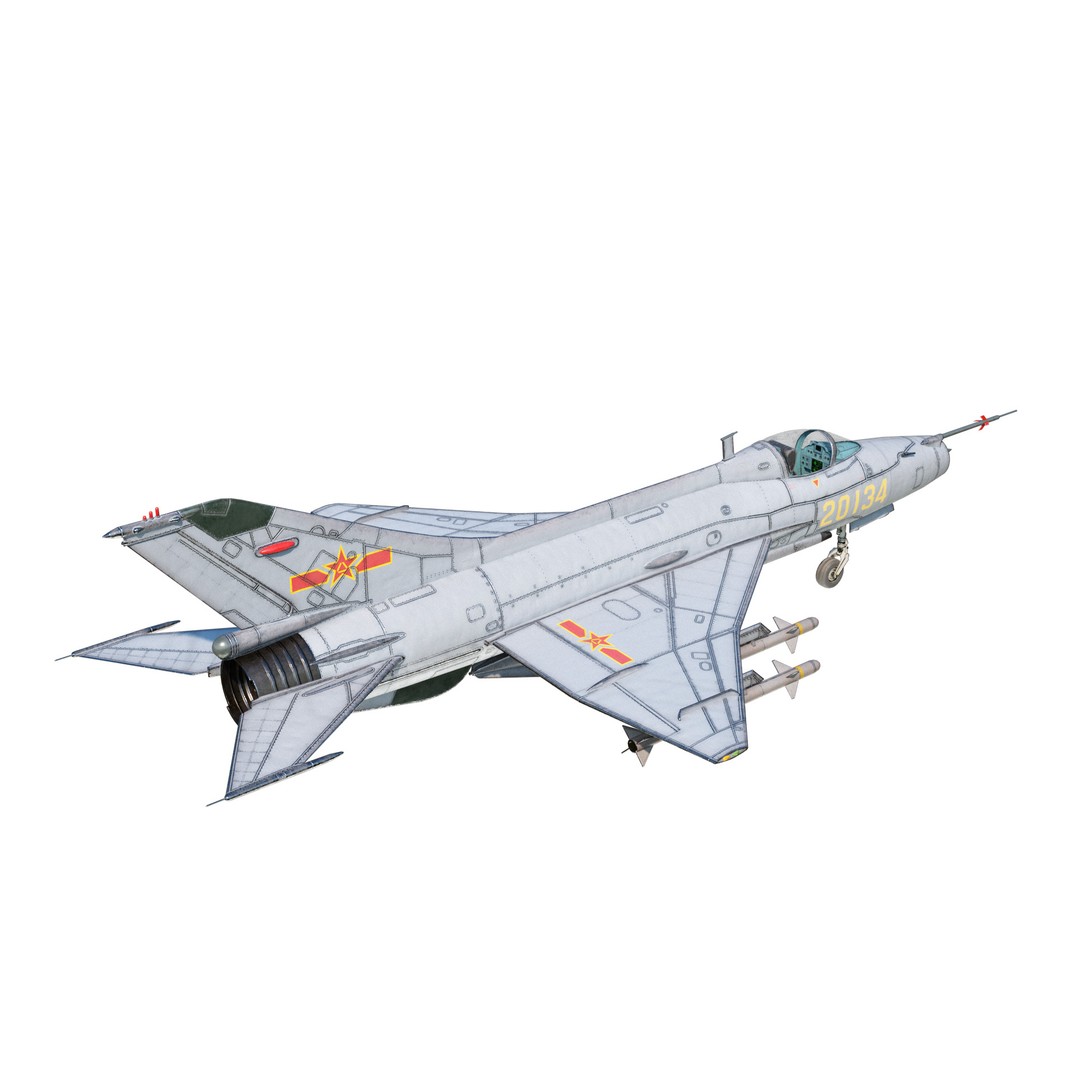 PBR PLAAF J7E J-7E Fighter Jet 3D Model – Low Poly Game Asset, FBX - View 5