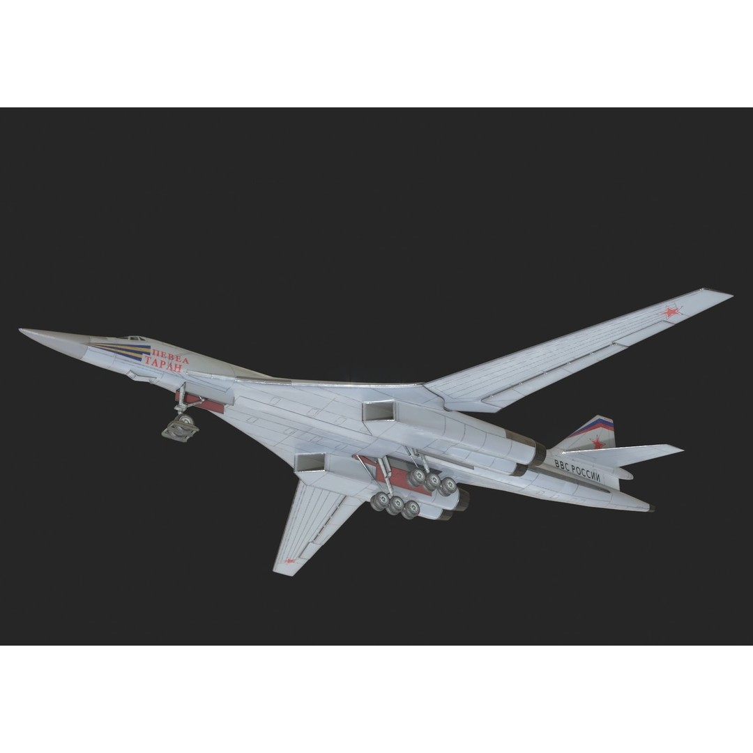 Russian Air Force Tu-160M Blackjack 3D Model – Low Poly Military Aircraft, FBX - View 11