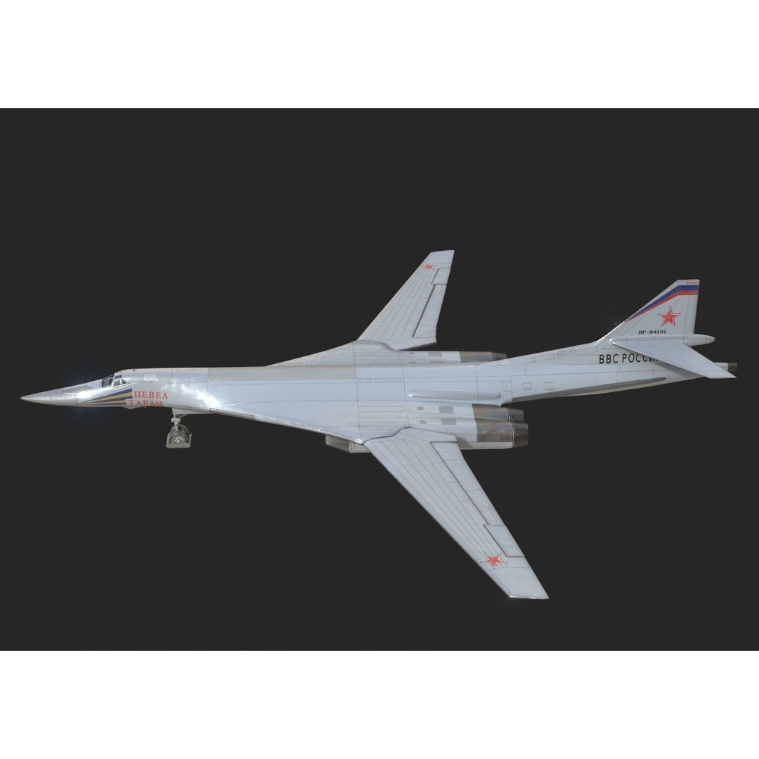 Russian Air Force Tu-160M Blackjack 3D Model – Low Poly Military Aircraft, FBX - View 12