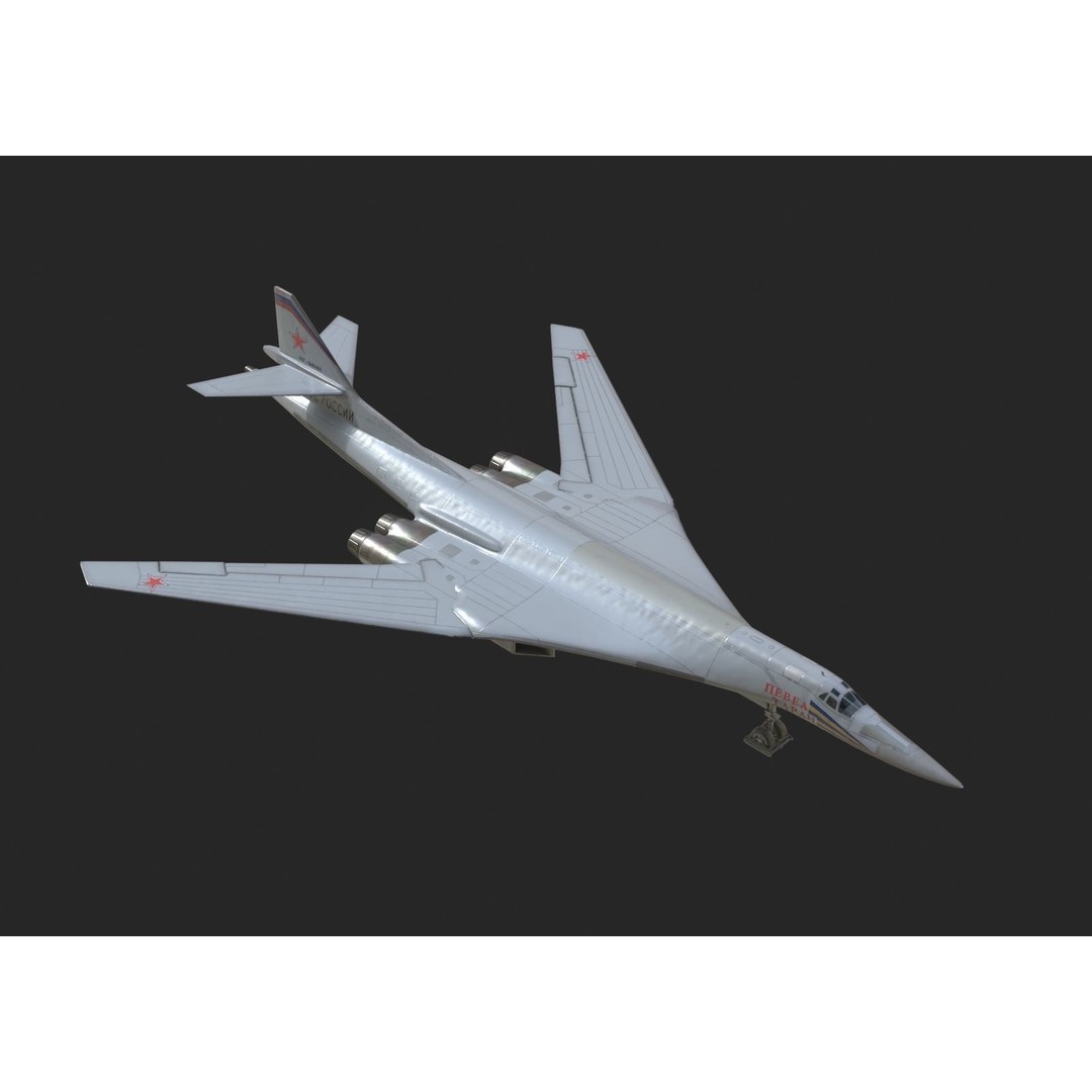 Russian Air Force Tu-160M Blackjack 3D Model – Low Poly Military Aircraft, FBX - View 3