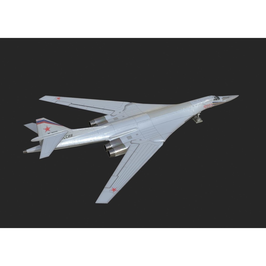 Russian Air Force Tu-160M Blackjack 3D Model – Low Poly Military Aircraft, FBX - View 4