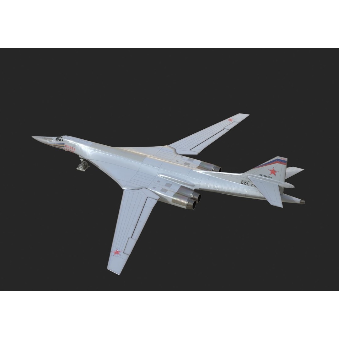 Russian Air Force Tu-160M Blackjack 3D Model – Low Poly Military Aircraft, FBX - View 8