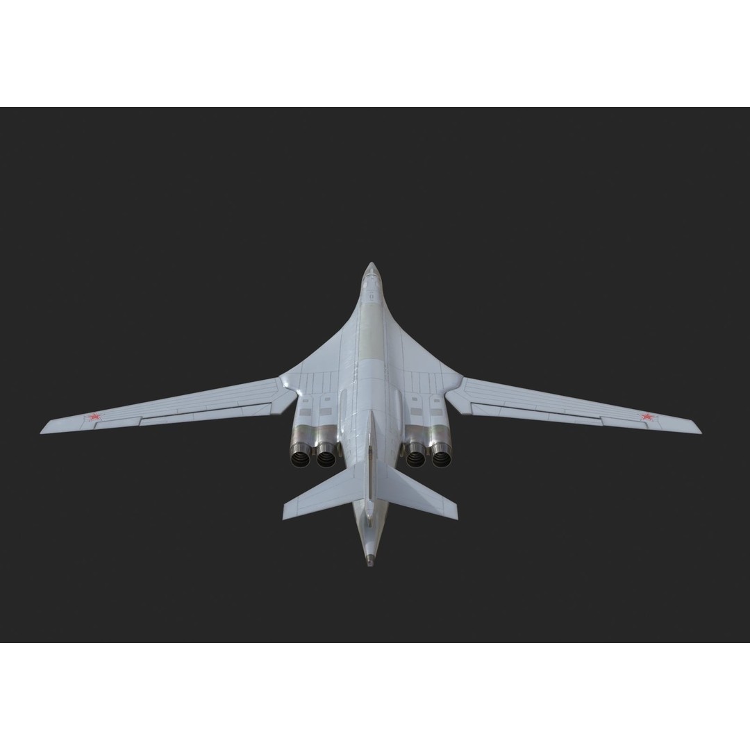 Russian Air Force Tu-160M Blackjack 3D Model – Low Poly Military Aircraft, FBX - View 9