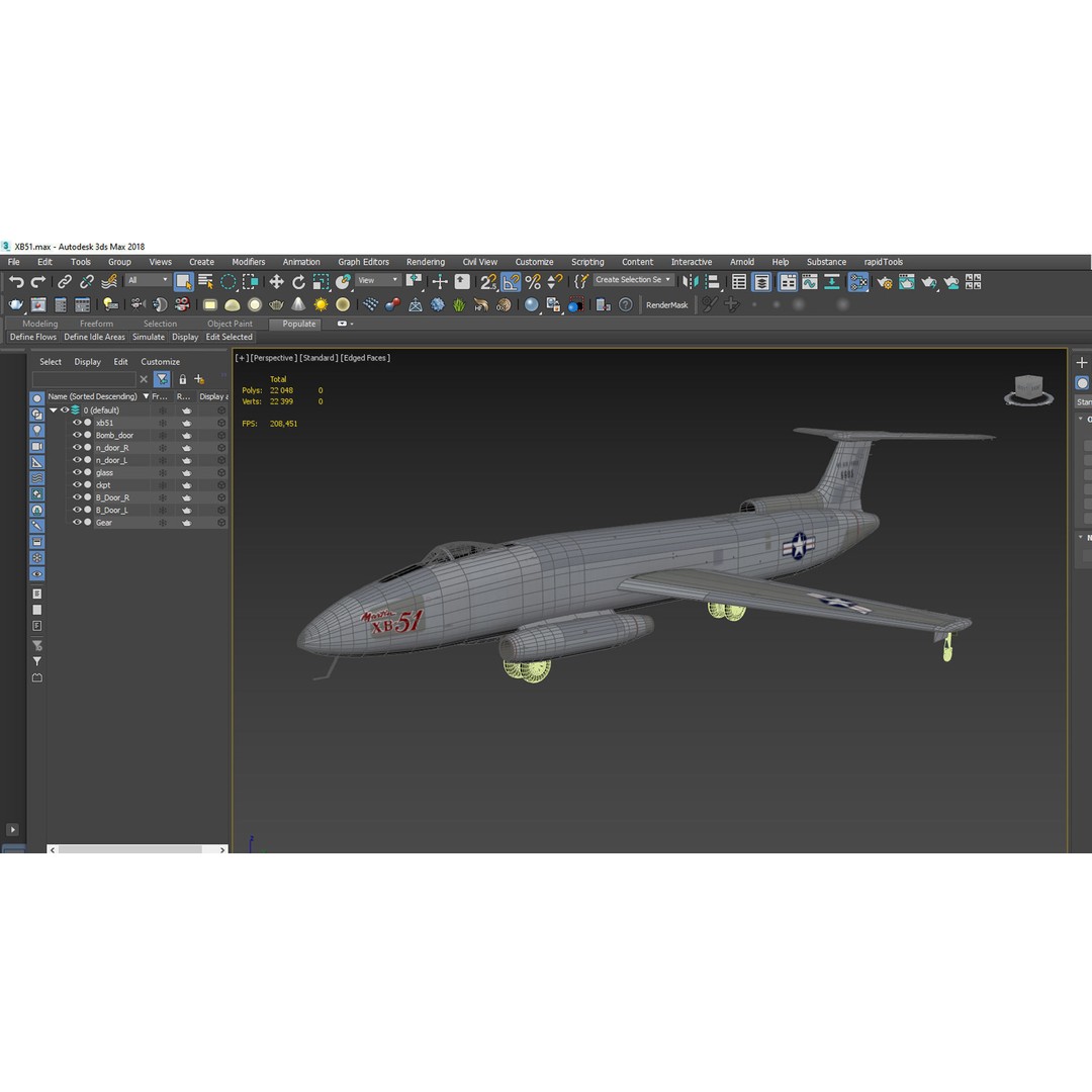 Martin XB-51 Bomber 3D Model – PBR Aircraft Asset, FBX Format - View 15