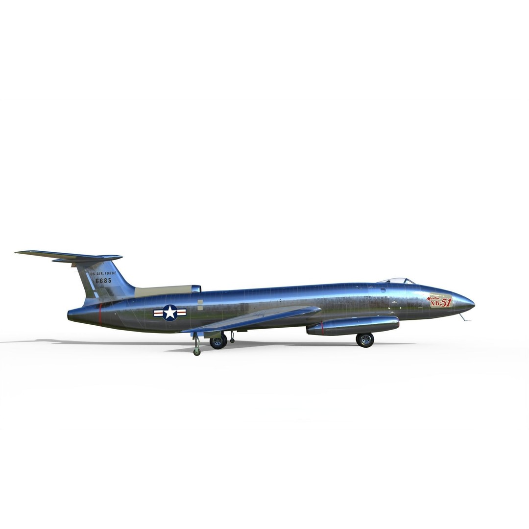 Martin XB-51 Bomber 3D Model – PBR Aircraft Asset, FBX Format - View 4