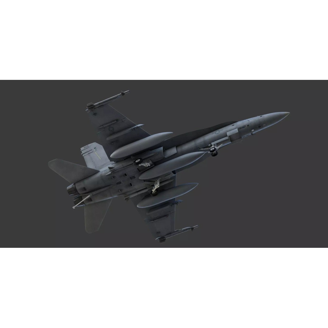 McDonnell Douglas F/A-18D Hornet 3D Model – Detailed Game-Ready Aircraft, FBX - View 10