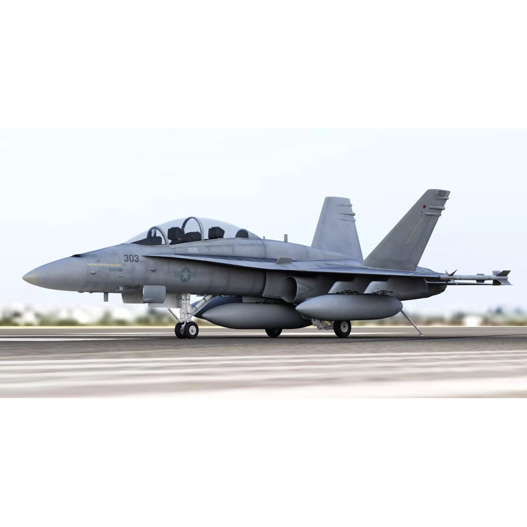 McDonnell Douglas F/A-18D Hornet 3D Model – Detailed Game-Ready Aircraft, FBX - View 3