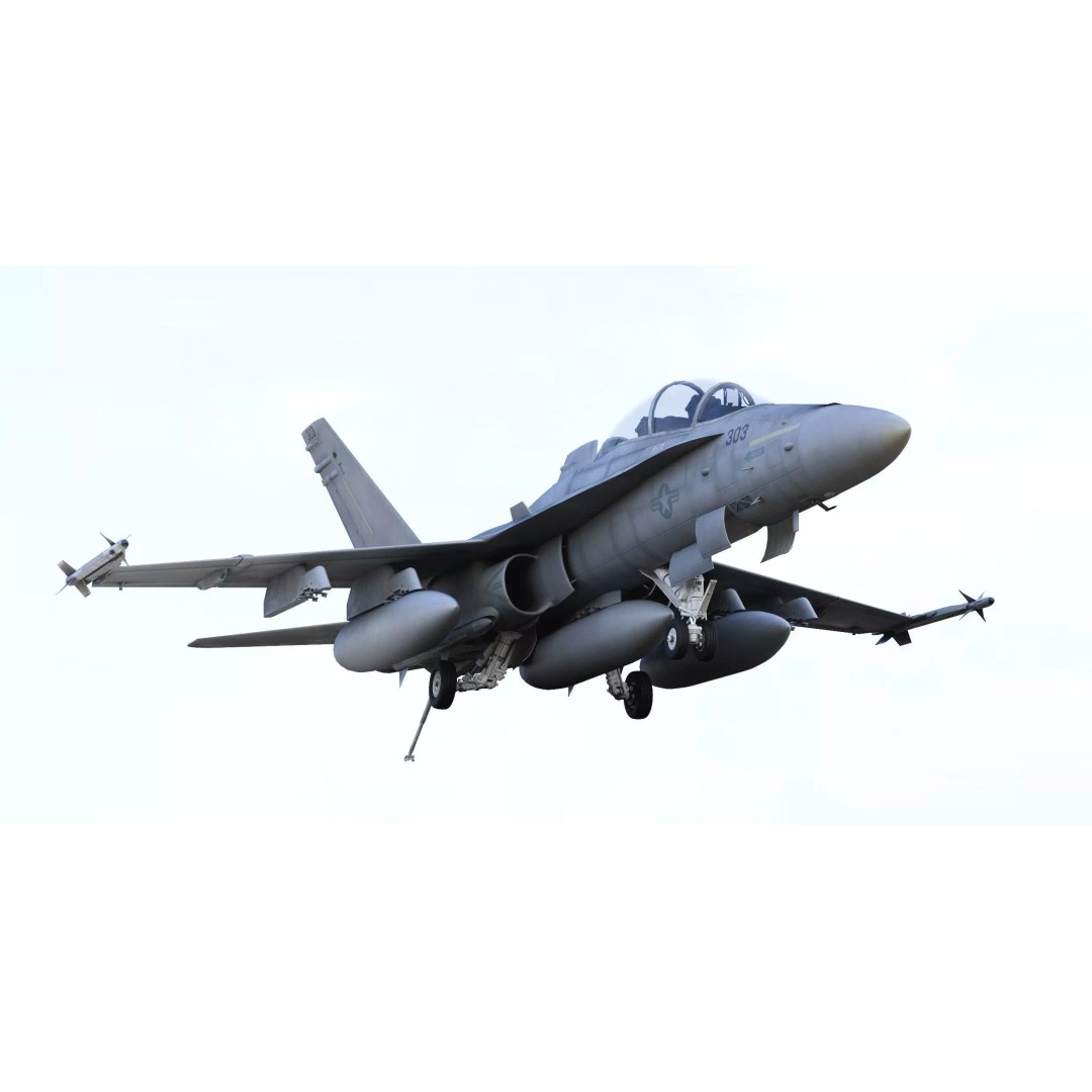 McDonnell Douglas F/A-18D Hornet 3D Model – Detailed Game-Ready Aircraft, FBX - View 6