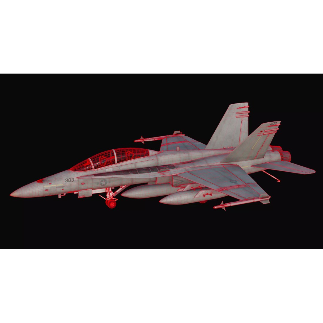 McDonnell Douglas F/A-18D Hornet 3D Model – Detailed Game-Ready Aircraft, FBX - View 8