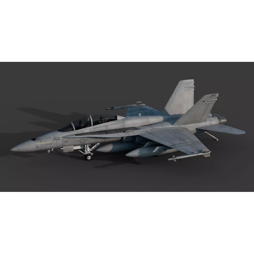 McDonnell Douglas F/A-18D Hornet 3D Model – Detailed Game-Ready Aircraft, FBX - View 9