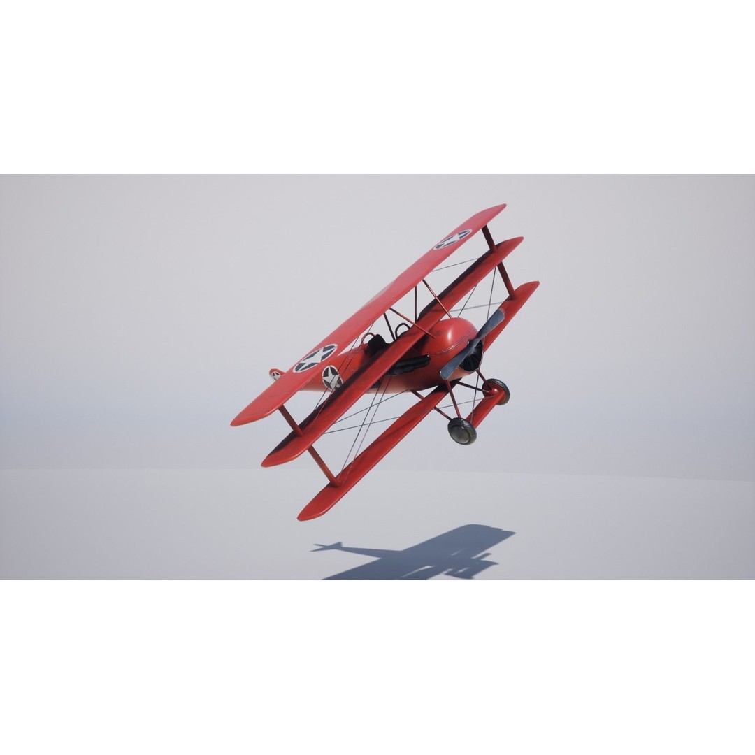 Military Triplane 3D Model – Low Poly Game Asset with PBR Textures