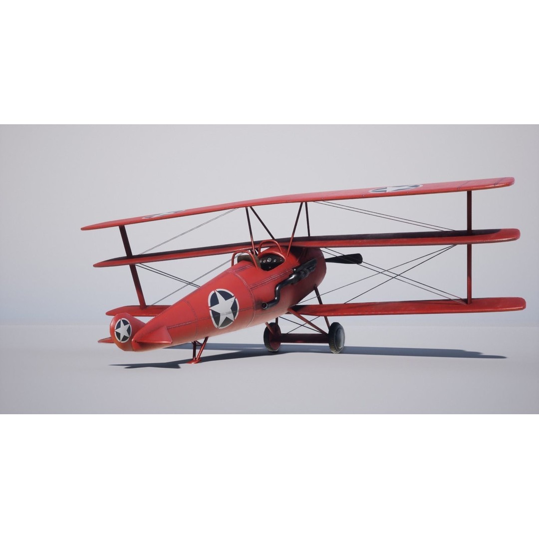 Military Triplane 3D Model – Low Poly Game Asset with PBR Textures - View 10