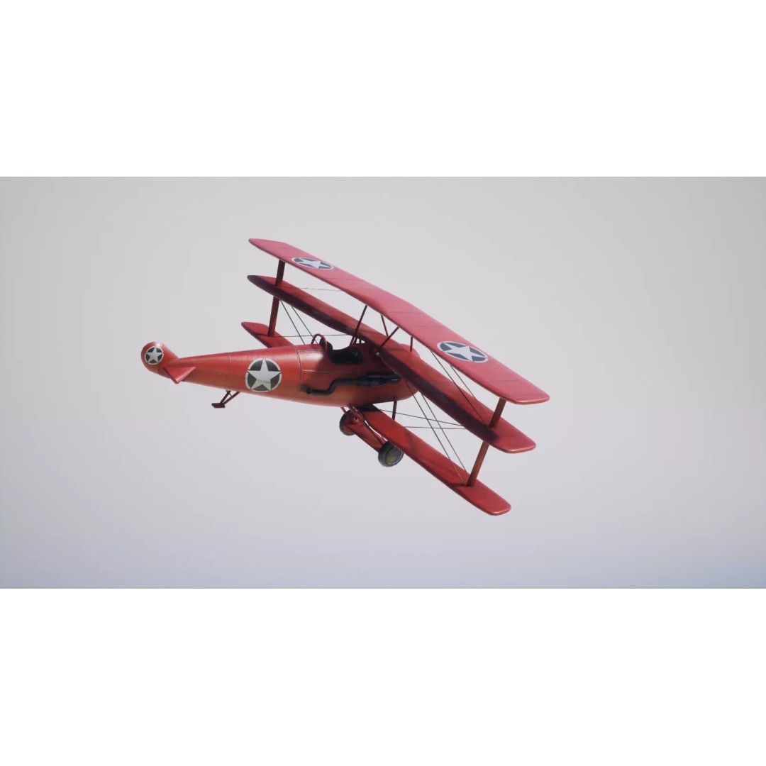 Military Triplane 3D Model – Low Poly Game Asset with PBR Textures - View 2