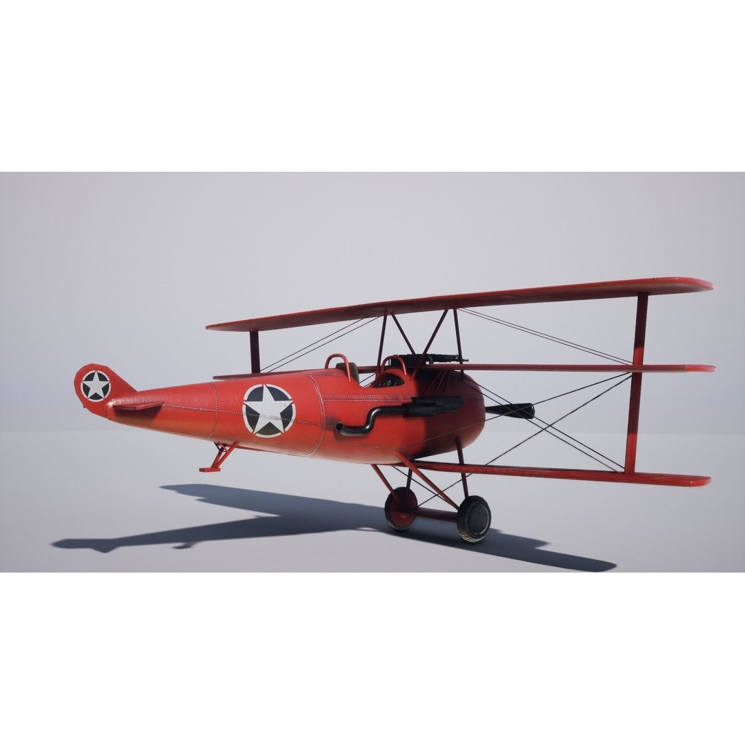 Military Triplane 3D Model – Low Poly Game Asset with PBR Textures - View 3