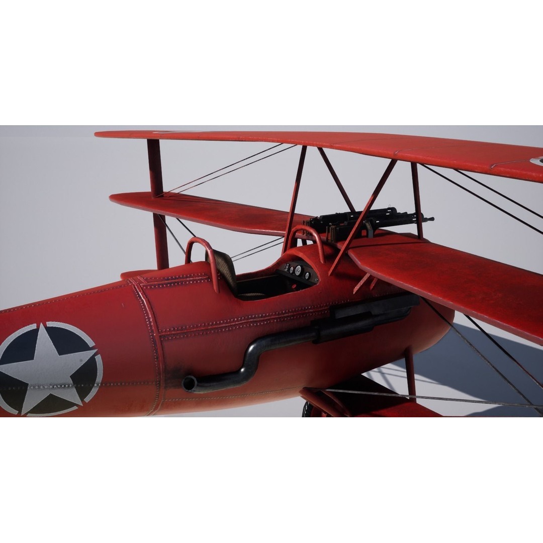 Military Triplane 3D Model – Low Poly Game Asset with PBR Textures - View 4