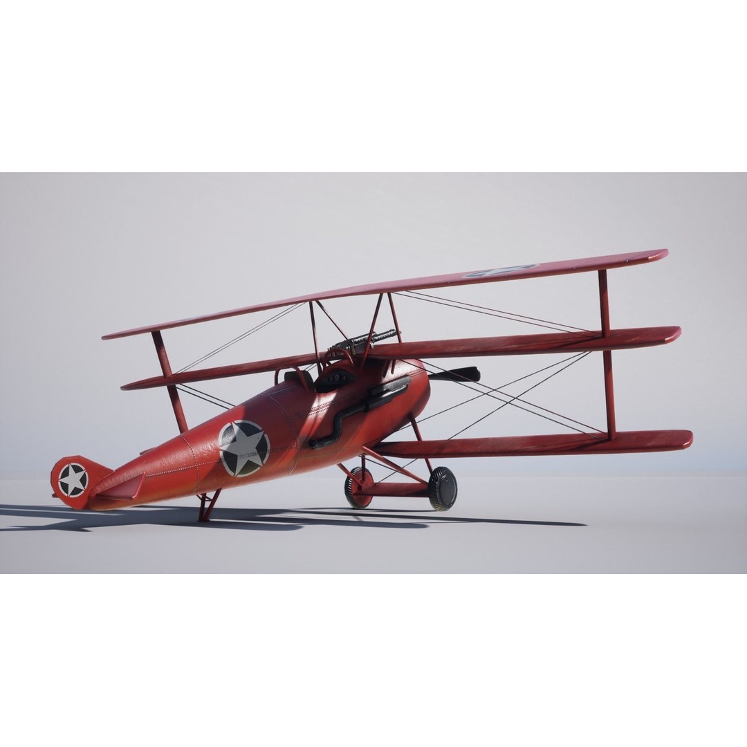 Military Triplane 3D Model – Low Poly Game Asset with PBR Textures - View 5