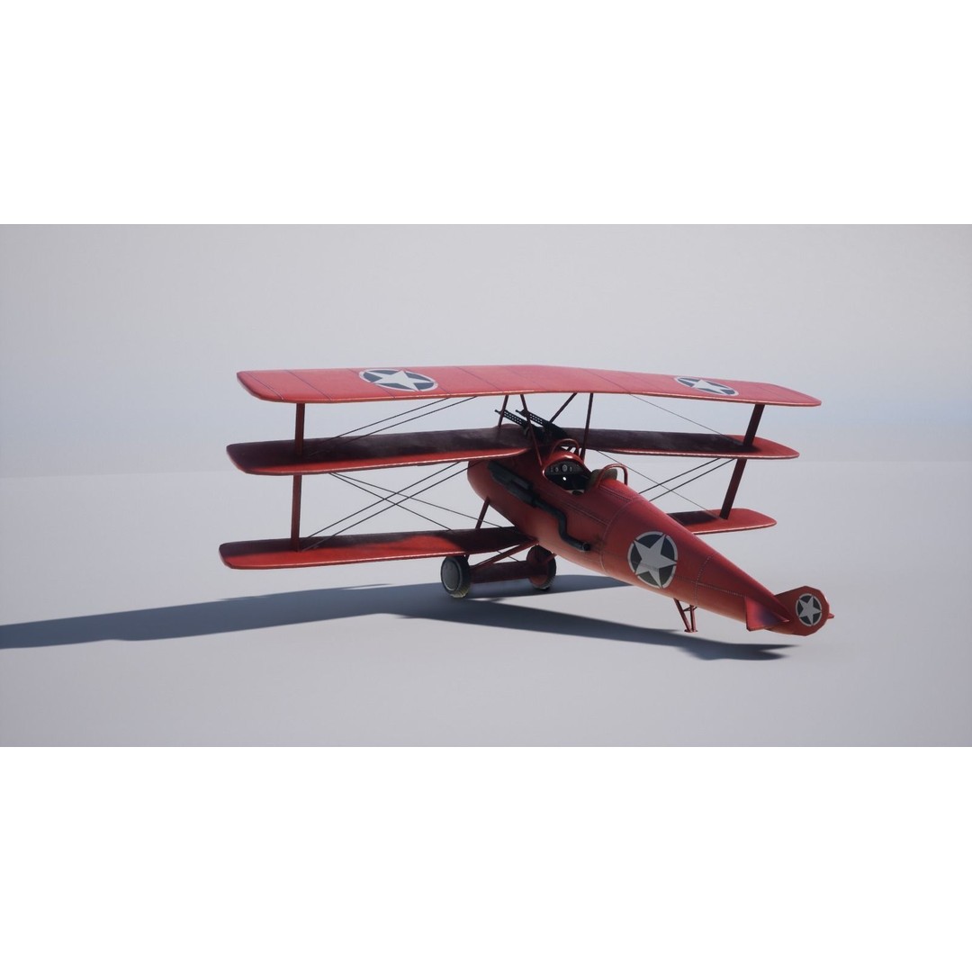Military Triplane 3D Model – Low Poly Game Asset with PBR Textures - View 6