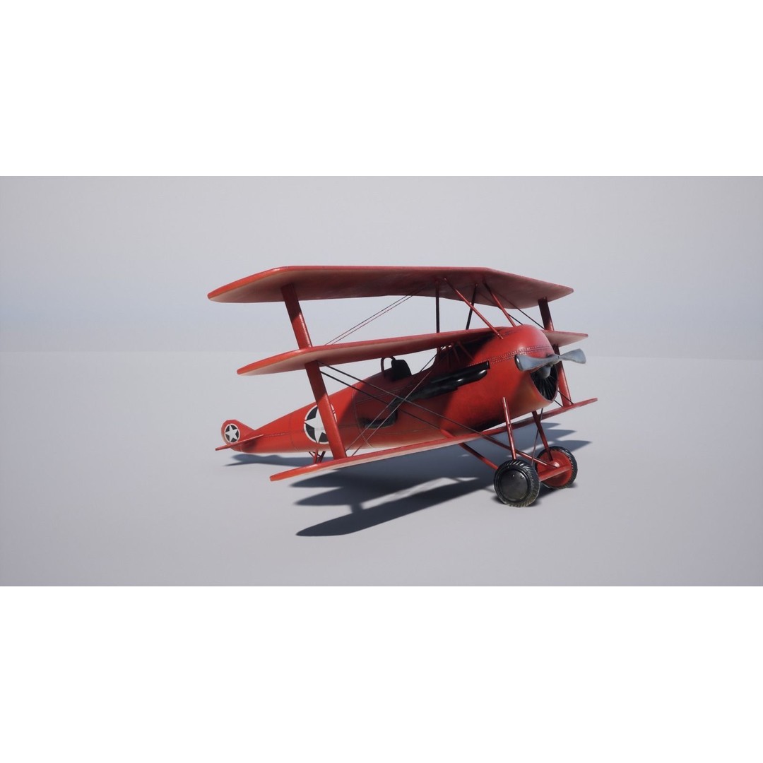 Military Triplane 3D Model – Low Poly Game Asset with PBR Textures - View 9