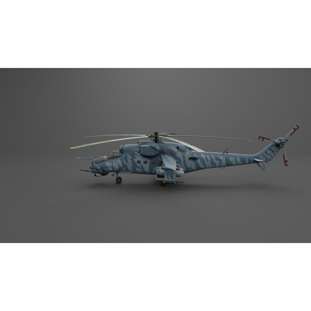 MIL MI 24 V Hind Attack Helicopter 3D Model – Low Poly Game Asset, FBX