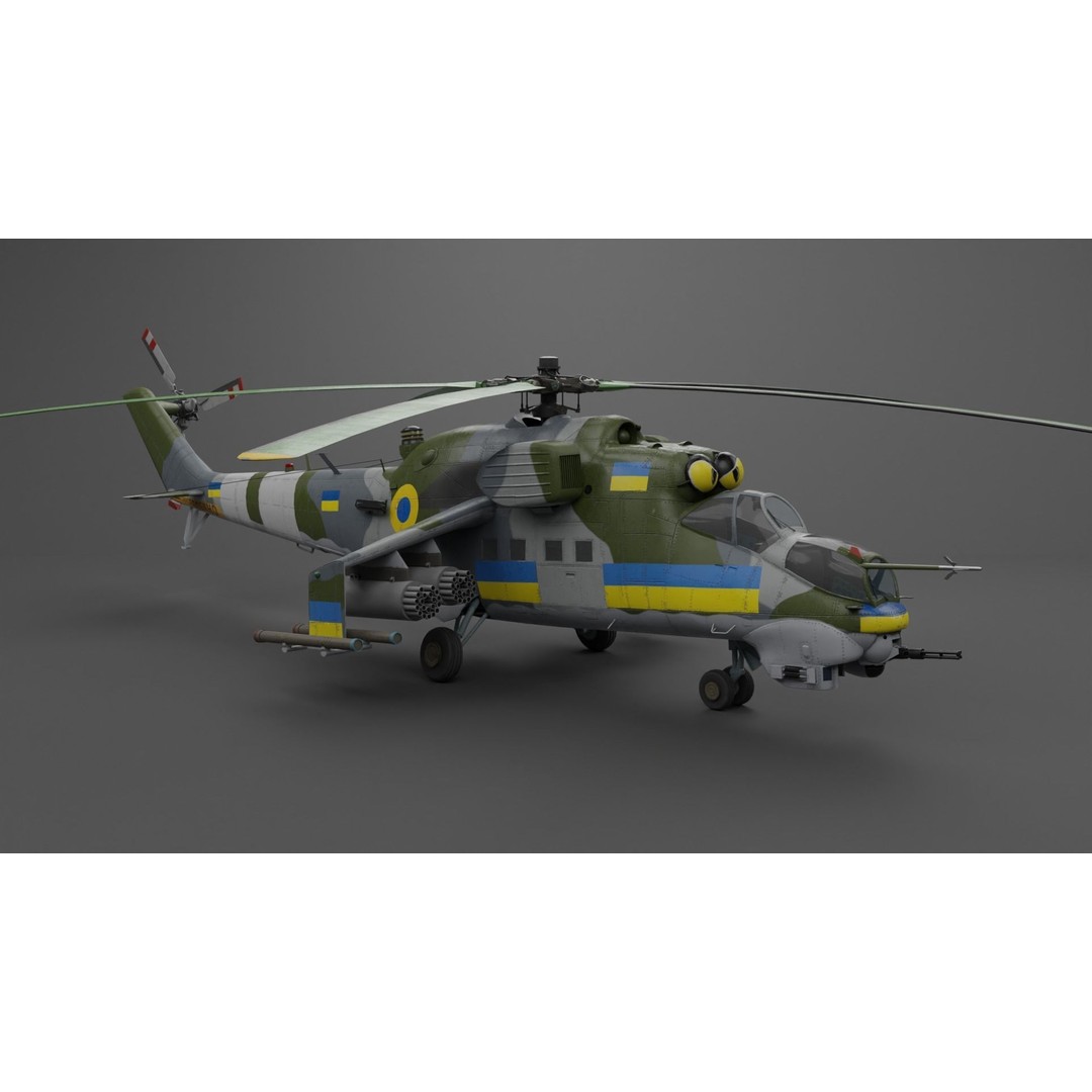MIL MI 24 V Hind Attack Helicopter 3D Model – Low Poly Game Asset, FBX - View 10