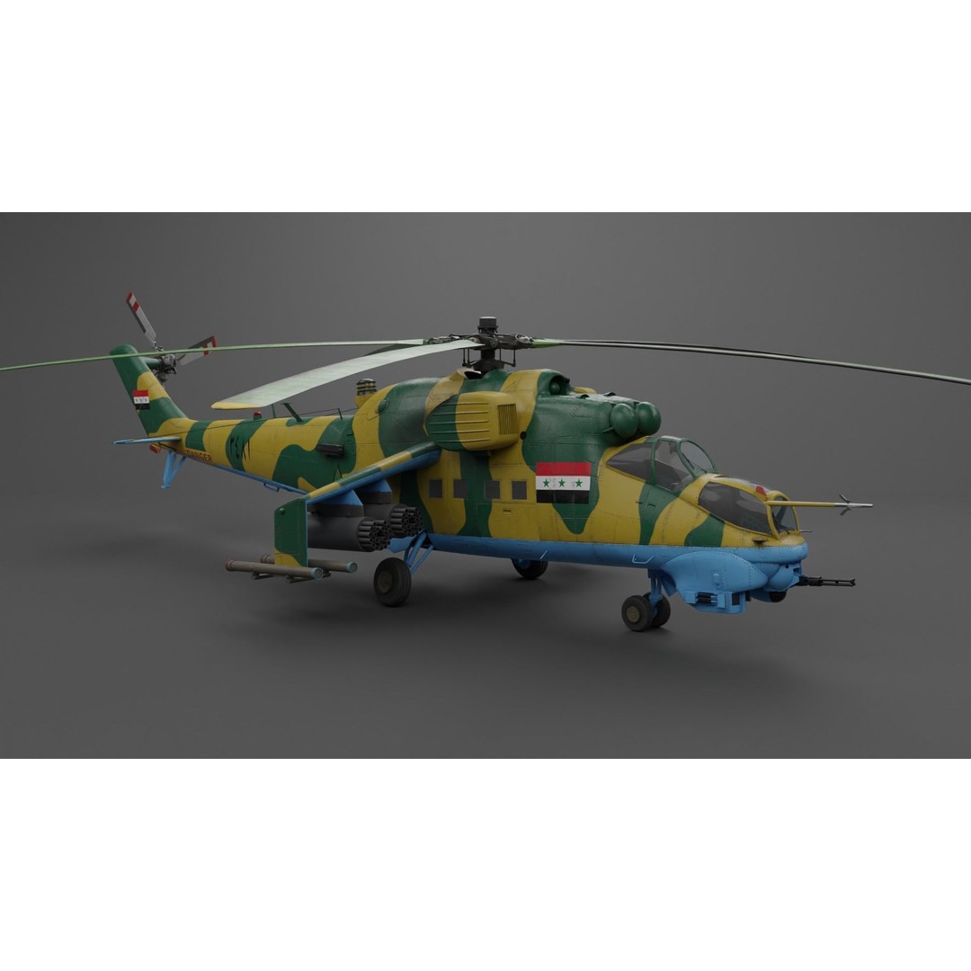 MIL MI 24 V Hind Attack Helicopter 3D Model – Low Poly Game Asset, FBX - View 11