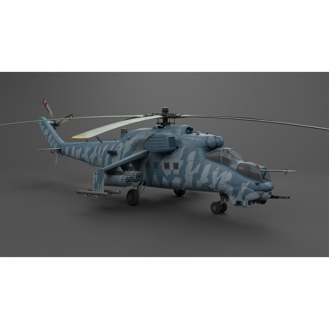 MIL MI 24 V Hind Attack Helicopter 3D Model – Low Poly Game Asset, FBX - View 12