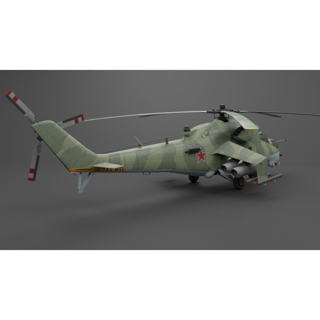MIL MI 24 V Hind Attack Helicopter 3D Model – Low Poly Game Asset, FBX - View 13