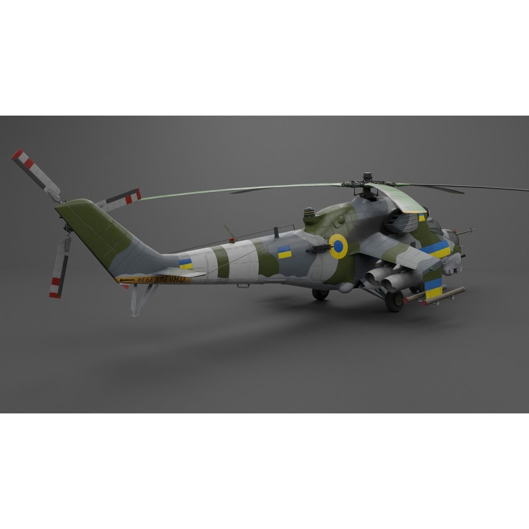 MIL MI 24 V Hind Attack Helicopter 3D Model – Low Poly Game Asset, FBX - View 14