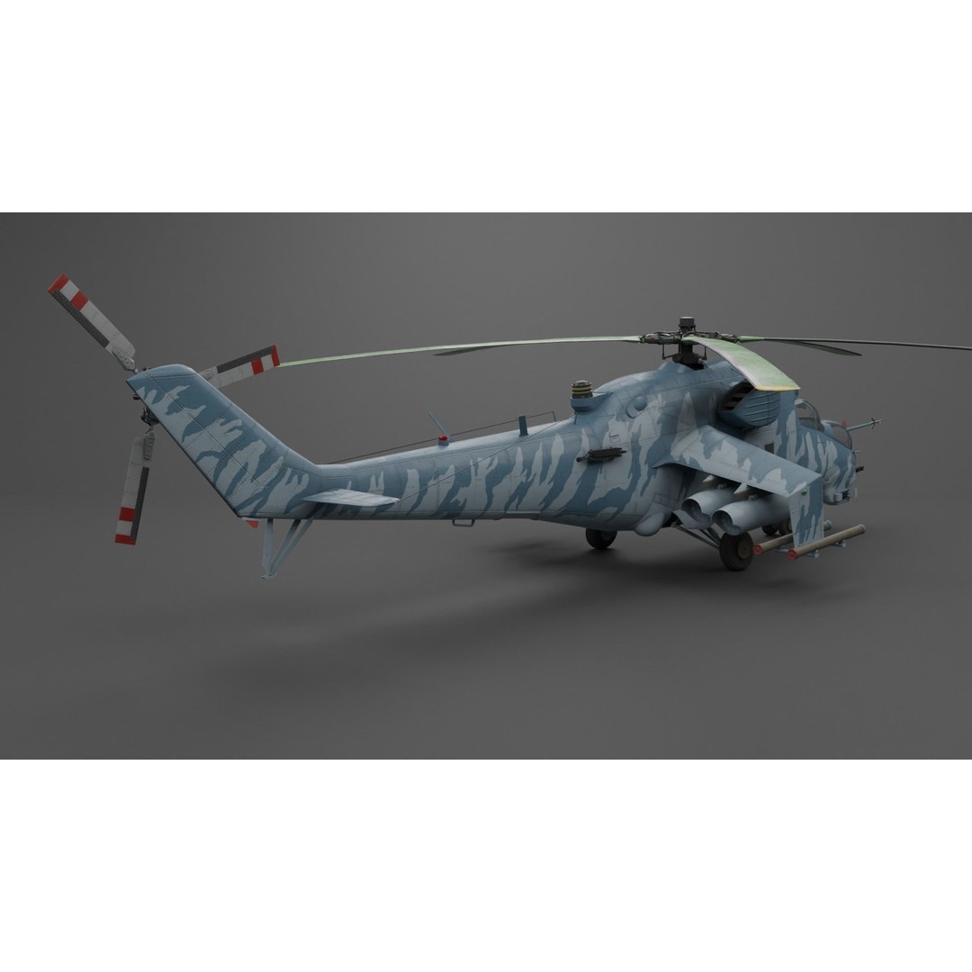 MIL MI 24 V Hind Attack Helicopter 3D Model – Low Poly Game Asset, FBX - View 16