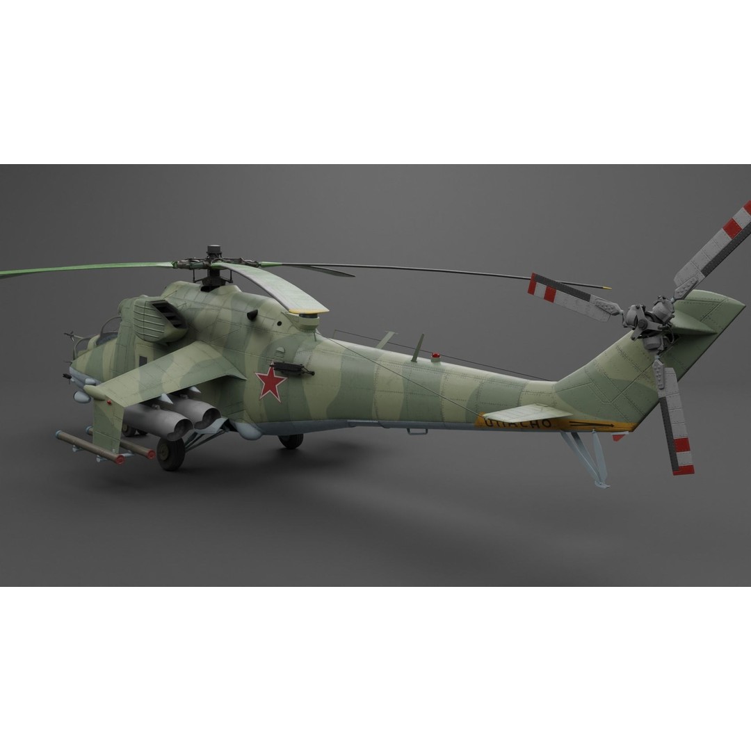 MIL MI 24 V Hind Attack Helicopter 3D Model – Low Poly Game Asset, FBX - View 17