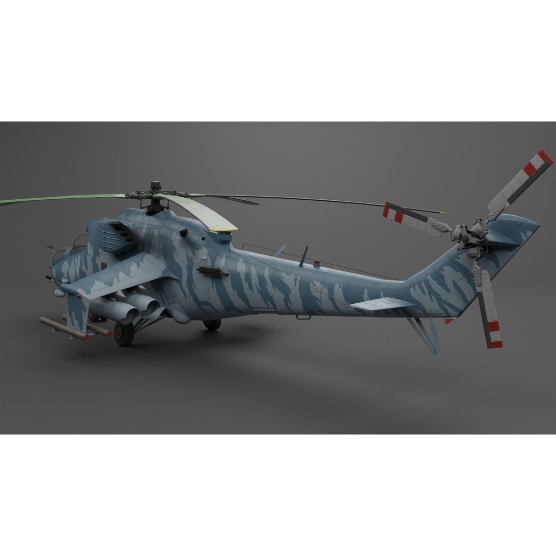 MIL MI 24 V Hind Attack Helicopter 3D Model – Low Poly Game Asset, FBX - View 20