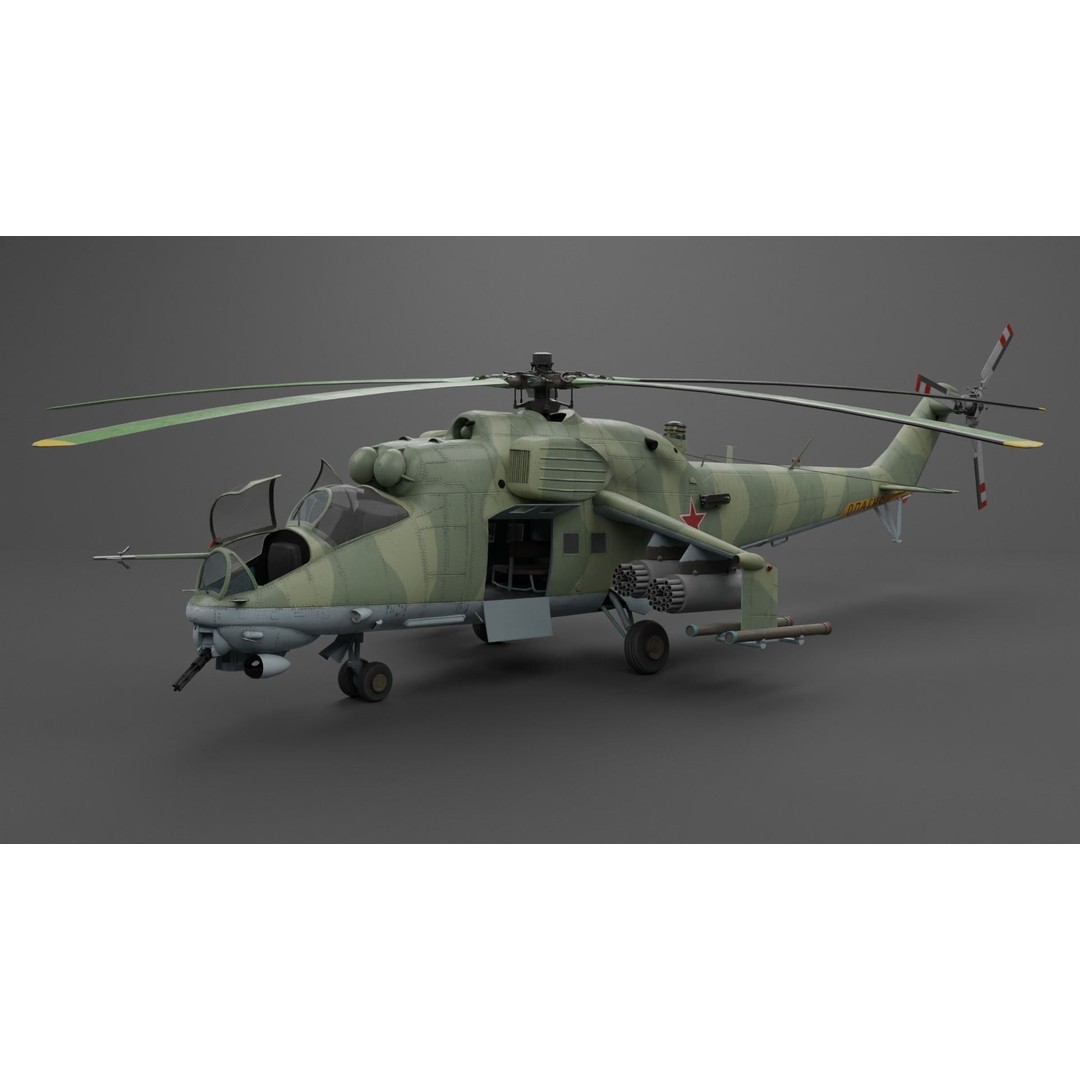MIL MI 24 V Hind Attack Helicopter 3D Model – Low Poly Game Asset, FBX - View 21
