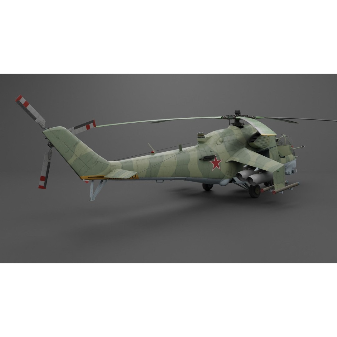 MIL MI 24 V Hind Attack Helicopter 3D Model – Low Poly Game Asset, FBX - View 22