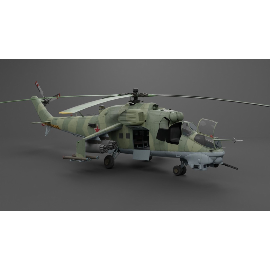 MIL MI 24 V Hind Attack Helicopter 3D Model – Low Poly Game Asset, FBX - View 23