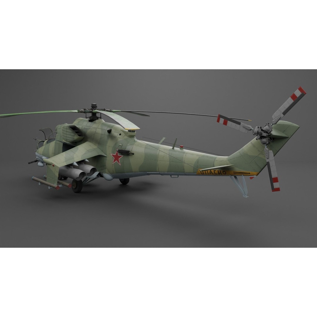 MIL MI 24 V Hind Attack Helicopter 3D Model – Low Poly Game Asset, FBX - View 24