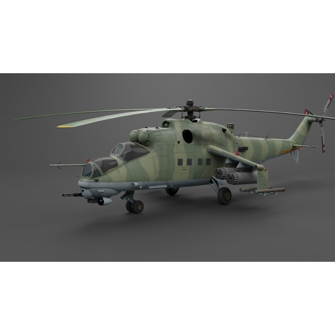 MIL MI 24 V Hind Attack Helicopter 3D Model – Low Poly Game Asset, FBX - View 25