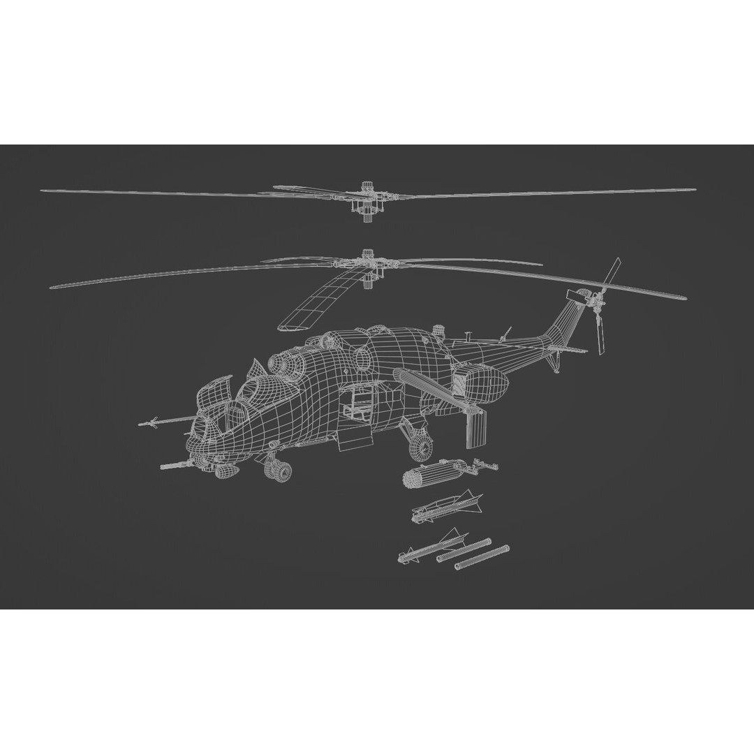 MIL MI 24 V Hind Attack Helicopter 3D Model – Low Poly Game Asset, FBX - View 26