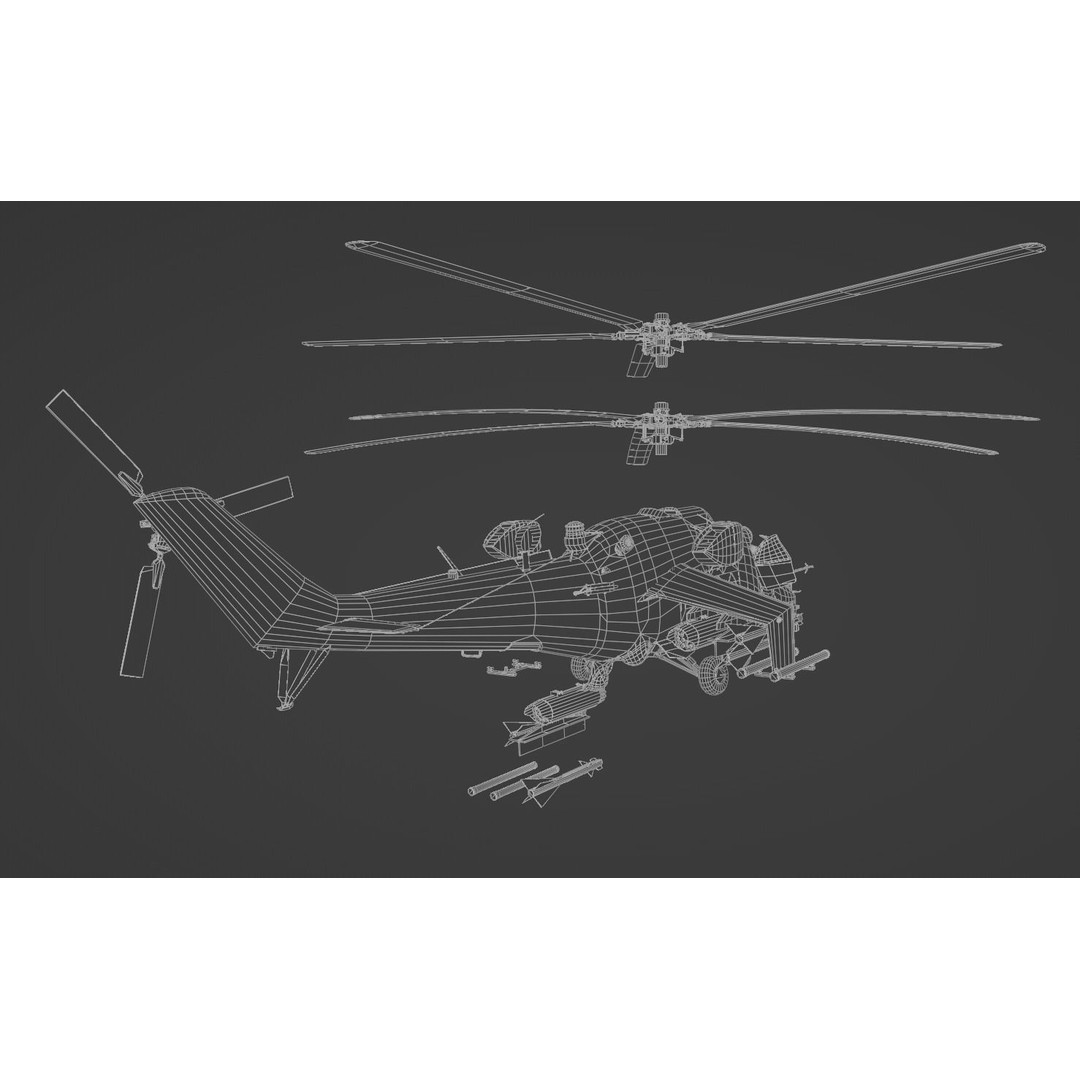MIL MI 24 V Hind Attack Helicopter 3D Model – Low Poly Game Asset, FBX - View 27